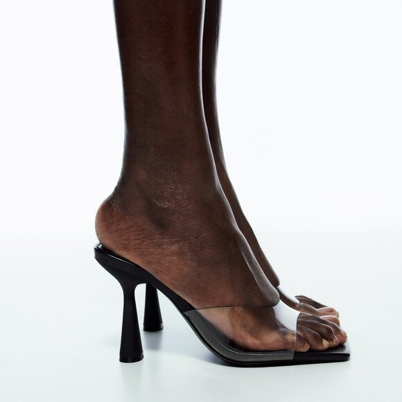 Zara Vinyl Strap Heel Slide Sandals - Picture 5 of 10